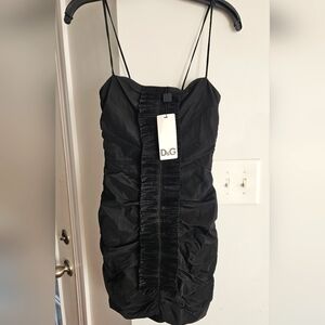 Dolce & Gabbana Vintage Sz.40 Fits US 2/4 NWT D&G Black Ruched Mini Dress